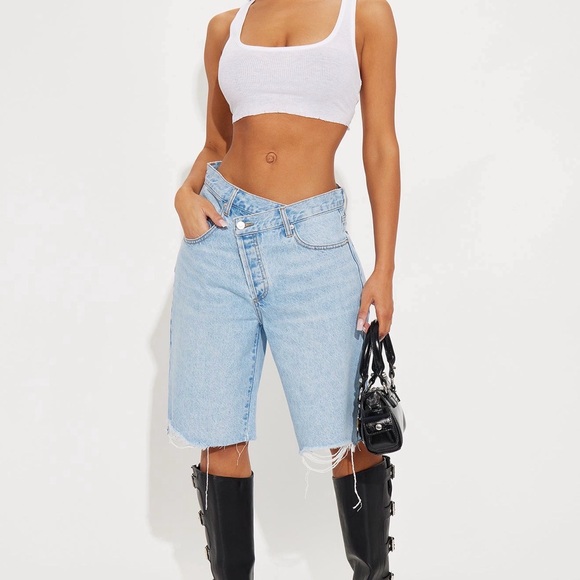 Fashion Nova Pants - Light Blue Denim Jorts